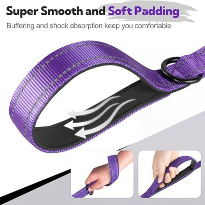 Dual-Handle Dog Leash 6FT, Heavy Duty Nylon with Reflective Threads,Purple - Image 3
