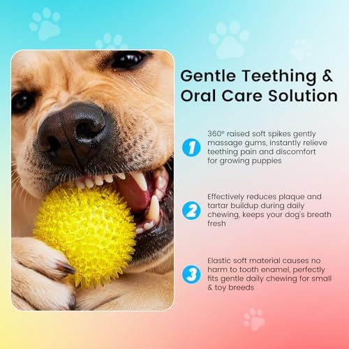Squeaky Dog Toys Balls, 6 Pack 2.5" Spiky Dog Balls, Durable Puppy Chew Toys for Teething, Interactive Fetch Dog Toy Balls for Small Dogs - Image 3