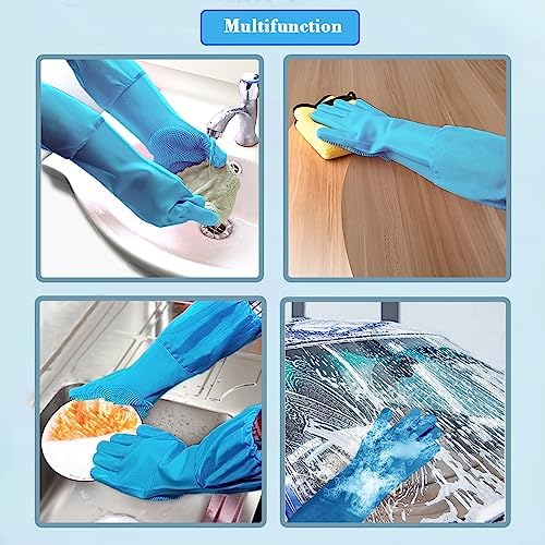 Pet Grooming Gloves Pet Hair Remover Cat, Dog Washing Gloves Silicone Heat Resistant Cleaning Gloves with High-Density Teeth Grooming Gloves for Dogs, Cats, Horses, Rabbits (2 Pairs - Blue) - Image 6