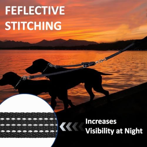 Double Dog Leash Coupler,No Tangle Dog Leashes Connector,Two Dogs Lead Splitter,Reflective Dual Lead Adjustable Length to Fit All Sized Breeds,Walking Training for 2 Dogs (Blue, Heavy：Dogs 30+ lbs) - Image 6