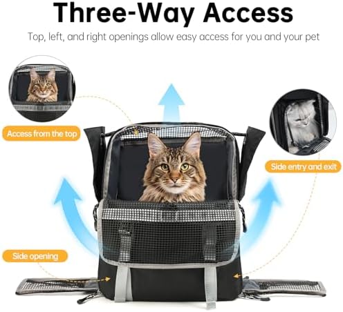 Cat Dog Backpack Carrier for Hiking Travel Portable Water-Repellent Pet Daypack for Dog Cat Below 7kg/15.5lbs -Black - Image 3