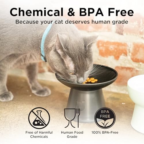 Necoichi BPA-Free Extra-Wide Elevated Cat Food Bowls, 2-Pack (Urban Fog) - Image 6