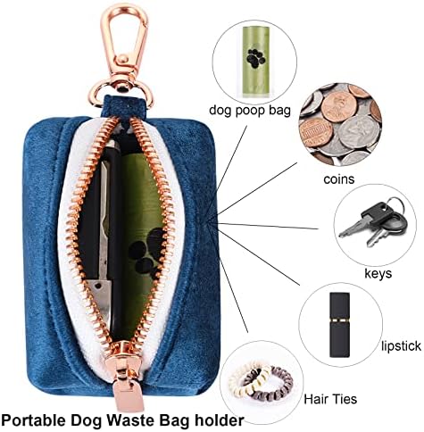 ARING PET Dog Waste Bag Dispenser, Velvet Doggy Poop Bags Holders Attach to Any Leashes, Cute Portable Washable Pet Waste Pouch Dispenser with Metal Zipper - Image 2