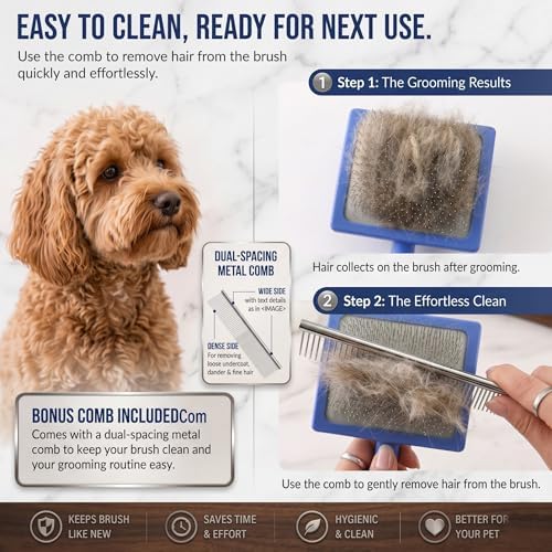 Slicker Brush for Dogs, Doodles, Poodles & Long Haired Cats - Image 2