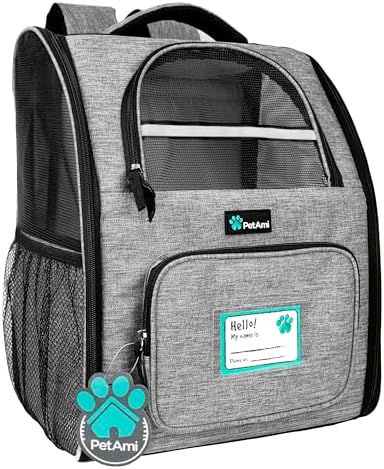 PetAmi Dog Backpack Carrier Airline Approved Cat Pet Puppy Bag, Grey by PetAmi