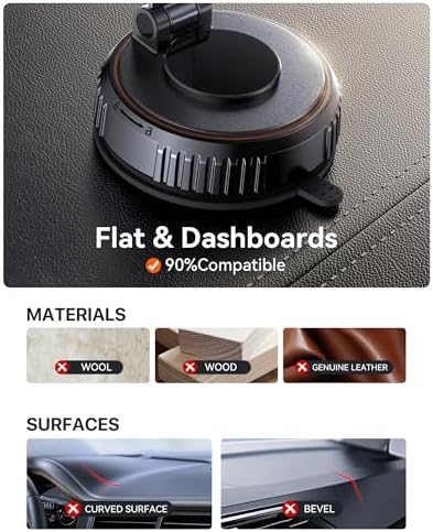 Miracase for MagSafe Car Mount[3600gf Strong Magnet & 89+LBS Suction Base]Vacuum Magnetic Phone Holders for Your Car, 360° Adjustable Dashboard & Windshield Mount with Dash Accents for All Smartphones - Image 7