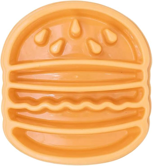 ZippyPaws Happy Bowl - Slow Feeder Dog & Puppy Bowl, Interactive Puzzle Feeder for Small, Medium, & Large Dogs, Up to 10x Slower Eating, Non Slip Base, Holds 4 Cups - Hamburger
