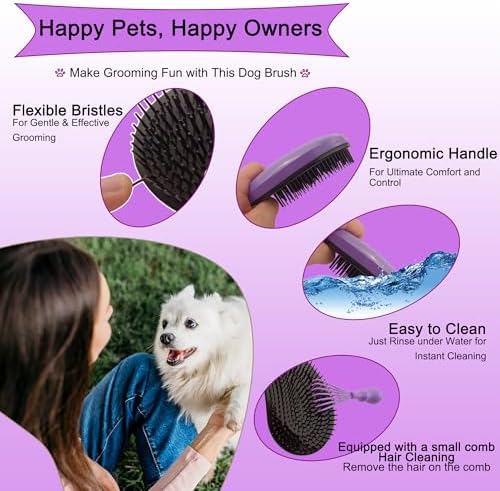 Puppy Brush for Small Dogs - Soft Dog Brush (Light Purple) - Image 4