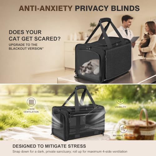 Soft Sided Cat Carrier for Anxious Pets with Privacy Roller Blinds - Image 2