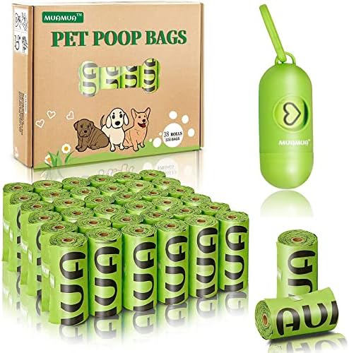 Dog Poop Bag Rolls 570 Count with Dispenser, Biodegradable Unscented Pet Waste Bags, Guaranteed Extra Thick, Leak Proof Doggie Refill Bags for Easy Cleanup, Big Size 9 x 13 Inches by MUAMUABESTPETSUPPLIES