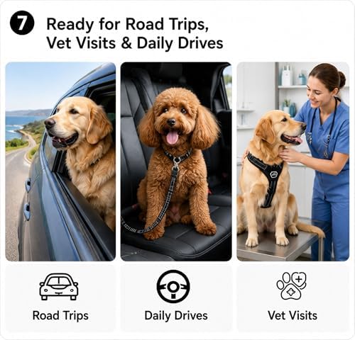 Dog Seat Belt 2Pcs, Retractable Pet Car Harness, Adjustable Dog Seat Belts - Image 7