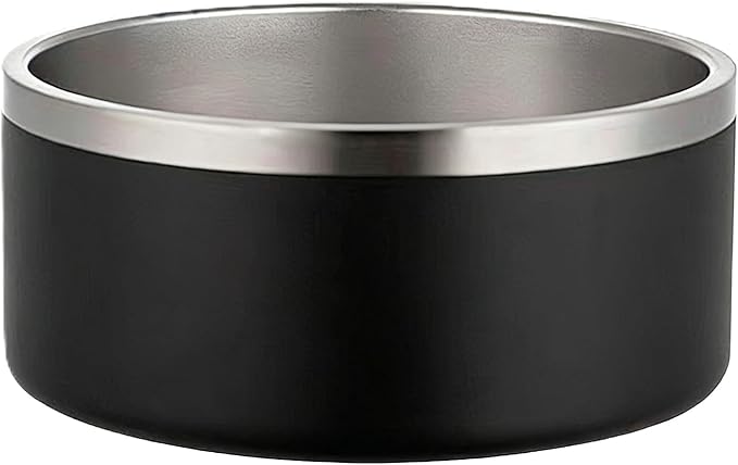 32oz Stainless Steel Dog Bowl with Non-Slip Base - Perfect for Small & Medium Dogs and Cats, Dishwasher Safe, Durable Pet Food & Water Dish (Black)