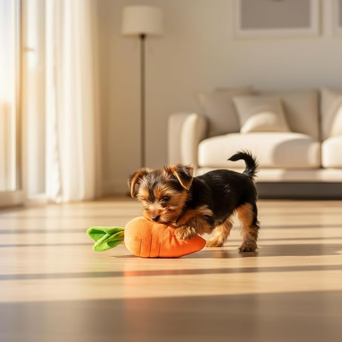 Crinkle Dog Toy for Small, Medium, and Large Breeds, Cute Carrot with Soft Squeaker, Carrot Shape Pet Plush Toy with Sound, Bite-Resistant Soft Comfortable Dog Toys