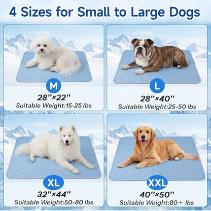 PatiencET Large Dog Cooling Mat, 32 x 44 in No-Gel Cooling Pad for Dogs, Cool Touch Nylon Pet Mat, Washable Dog Mat for Crate, Kennel, Bed, Floor, Sofa, Car, Blue - Image 6