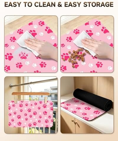 Dog Food Mat for Food and Water Mat, Pet Cat Dog Bowl Mat, 12"x20" - Image 3