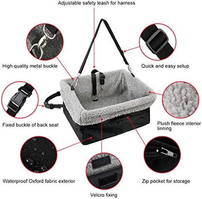 Deluxe Dog Car Seat Fits Pets up to 15lbs, Dog Booster Seat, Padded Cushioning, Adjustable Straps, Metal Frame Encasing, Installs in Seconds, Collapsible Canvas and Easy to Clean - Image 4