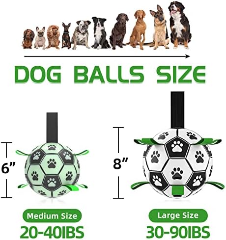 Glow in The Dark Dog Toys, 8'' Dog Soccer Ball with Straps Upgraded Interactive Light Up Dog Toys, World Cup Dogs Football, Outdoor Tug Toys for Medium & Large Dogs Birthday Gifts(8 Inch-Large) - Image 3