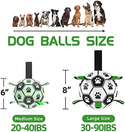 Glow in The Dark Dog Toys, 8'' Dog Soccer Ball with Straps Upgraded Interactive Light Up Dog Toys, World Cup Dogs Football, Outdoor Tug Toys for Medium & Large Dogs Birthday Gifts(8 Inch-Large) - Image 3