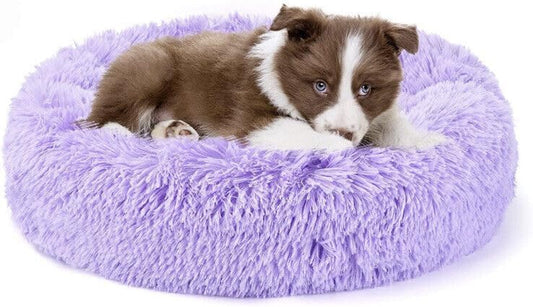 Large Cat Beds for Indoor Cats - Dog Beds for Small Medium Dogs, Large Cat Bed Washable 24 Inches, Anti Anxiety Round Fluffy Plush Faux Fur Pet Bed by Unknown
