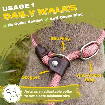 Fida Durable Slip Lead Dog Leash, 4 FT x 1/2" Dog Training Leash, Pink - Image 4