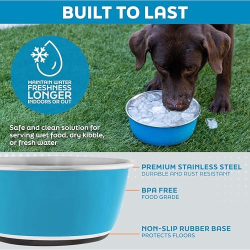 Master Pet Supply Stainless Steel Dog Bowls Set of 2 - Graphite - 16 Oz - Image 3