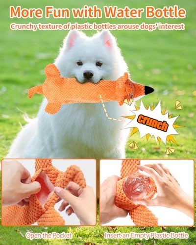 Dog Toys, Squeaky Plush No Stuffing Crinkle Dog Toy for Small Medium Large Dogs, [5 Pack] Interactive Puppy Teething Water Bottle Dog Chew Toy - Image 2
