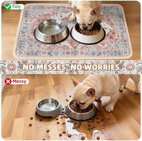 PUPTECK Dog Food Mat, Absorbent Pet Feeding Bowl Mat, Non-Slip Dog Mat for Food and Water, Quick Dry No Stains Cat Placemats Pet Supplies for Messy Drinkers, Brown 16"x24" - Image 5