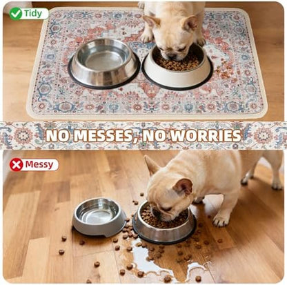 PUPTECK Dog Food Mat, Absorbent Pet Feeding Bowl Mat, Non-Slip Dog Mat for Food and Water, Quick Dry No Stains Cat Placemats Pet Supplies for Messy Drinkers, Brown 16"x24" - Image 5