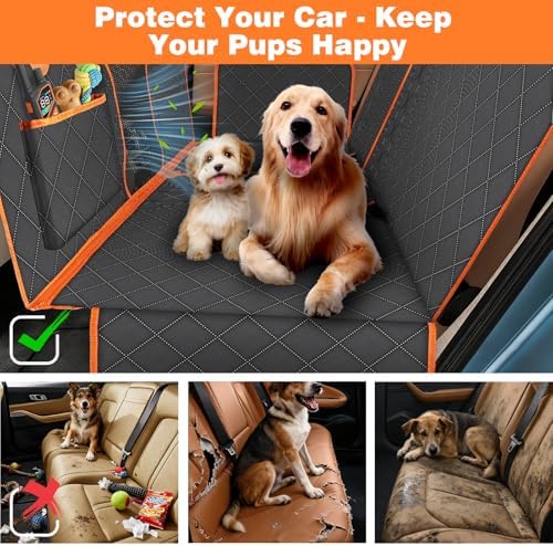 PetJoy Dog Car Seat Cover with Hammock Design – 600D Heavy Duty Waterproof & Scratch-Resistant Rear Seat Protector for Dogs, Non-Slip Back Seat Covers for Cars, Trucks, SUVs - Image 2