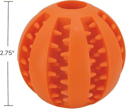 2 Pcs Non-Toxic Rubber Dog Toy Ball, 2.75 inch Durable & Tough Rubber Dog Treat Dispensing Puzzle Ball Chew Toy & IQ Training Toy for Small & Medium Sized Dogs (Red & Orange)