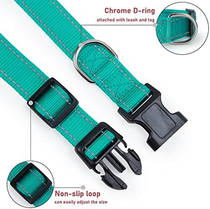 Reflective Dog Collar, Puppy Collar with Buckle Adjustable, Green XL - Image 3
