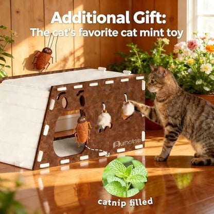 Cat Tunnel House for Indoor Cats, 3-in-1 Felt Cave and Scratcher - Image 4