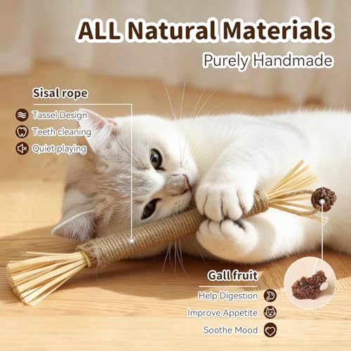 Cat Toys for Indoor Cats, Purple, 3 Pcs Silvervine Sticks & 1 Pc Rope - Image 5