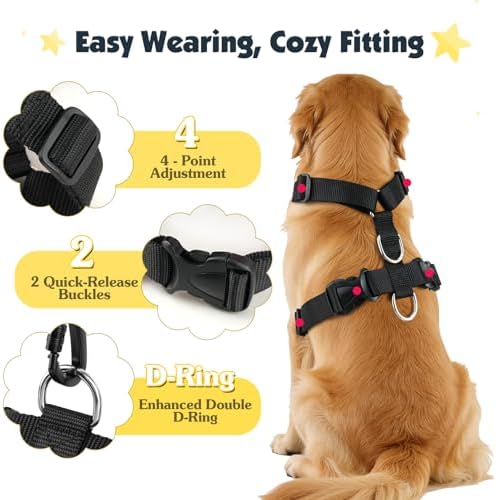 Pawaboo Dog Seat Belt Harness for Car, Seatbelt Harness with 2 in 1 Buckle - Image 5