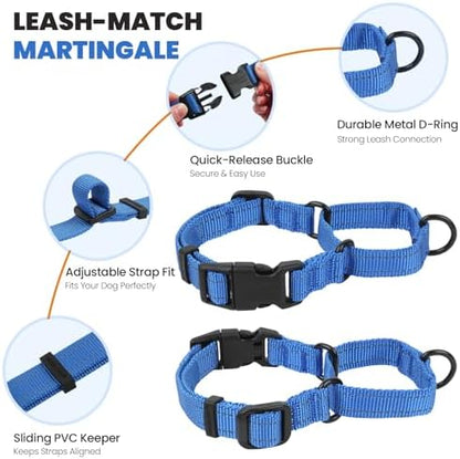 VIVAGLORY Double Handle Dog Leash Twingrip, 5ft x 1in, M2, Navy - Image 4