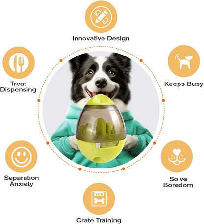 Interactive Dog Treat Toy Adjustable Treat Dispensing Ball Food Dispenser Tough Slow Feeder Puppy Enrichment Training Toy Pet Interactive Chase Toys for Small Medium Dogs Gift for Pets (Green)