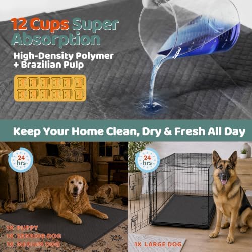Gimars XXXL 31"x47" 40 Counts Odor-Control Charcoal Pee Pads for Dogs, Super-Absorbent and Leak-Proof Pet Training Pee Pads, Disposable Charcoal Puppy Pads Suitable for Dogs, Cats and Rabbits - Image 3