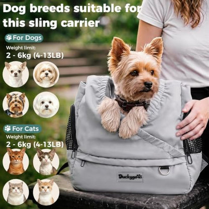 Small Dog Sling Carrier, Hands-Free, Gray, 4-13Lbs - Image 6