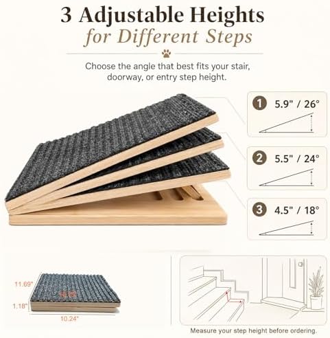 2 Pack Dog Ramp for Stairs, Adjustable Wood Ramp for Small Dogs - Image 3