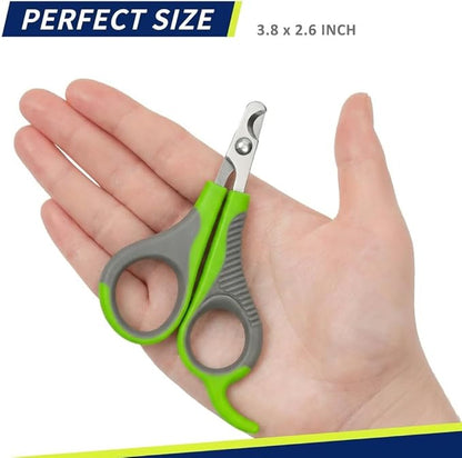 WePet Pet Nail Clippers U07.2, Professional Claw Trimmer, Scissor for Cats, Puppies, Kittens, Hamsters, Rabbits and Small Animals, Sharp, Safe, Small, Green/Grey