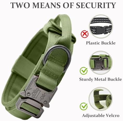 Tactical Dog Collar, Adjustable Military Training Nylon Pet Collar,Green XL - Image 4