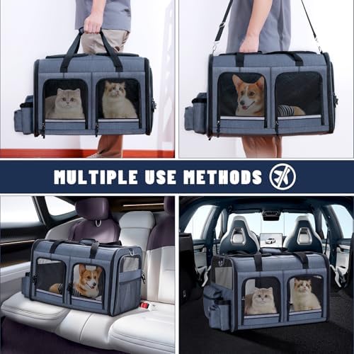 Cat Carrier for 2 Cats,Double Cat and Dual Dog Carrier Cabin for Two Pets - Image 5