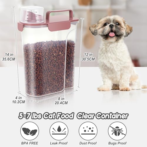 LEAWALK 5Lbs/6Qt Airtight Pet Storage Container For Cat Dog Bird Food and Keep Fresh, Translucent Body, Upgraded Large Nozzle for Easy Pouring With Handle Design Easy to Carry When Going 2pack - Image 6