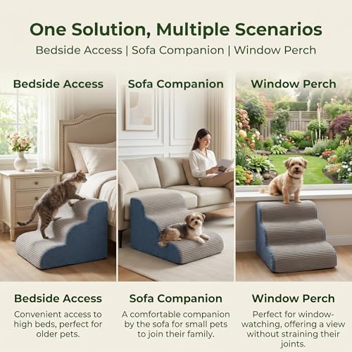 3-Step Foam Dog Stairs for Bed & Couch, 16" H,Grey - Image 6