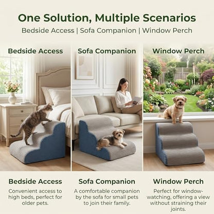 3-Step Foam Dog Stairs for Bed & Couch, 16" H,Grey - Image 6