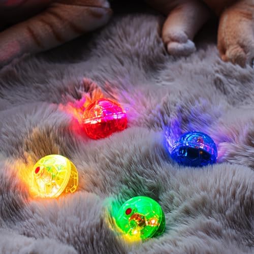 Frienda 4 Pcs Light up Cat Ball LED Motion Ghost Hunting Cat Ball, Colorful - Image 4