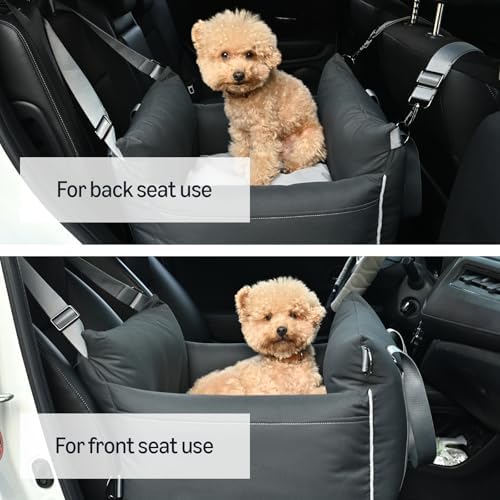 Amazon Basics Dog Car Seat, Pet Booster for Small-Medium Dogs with Leash & Washable Cover, Black - Image 5