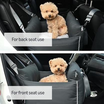 Amazon Basics Dog Car Seat, Pet Booster for Small-Medium Dogs with Leash & Washable Cover, Black - Image 5