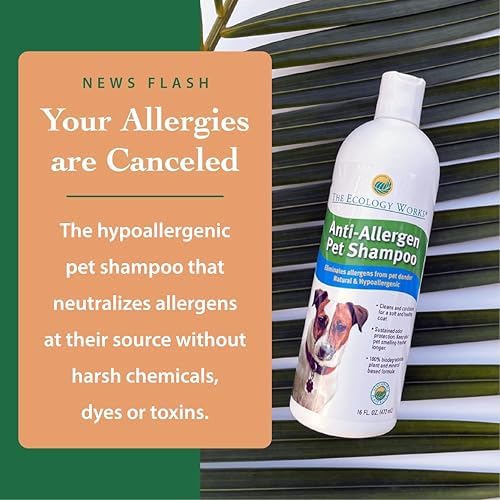 Anti-Allergen Pet Shampoo -Dog & Cat Dander Remover. Gentle Formula for Dry Sensitive Skin; Allergy Relief, The Ecology Works (16 Oz) - Image 2
