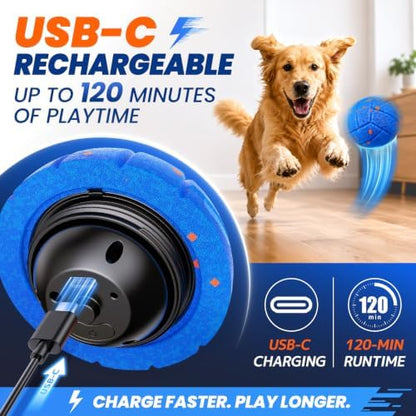 Smart Interactive Dog Toy to Keep Them Busy, Automatic Moving, E-TPU Material, 3 Interactive Modes, IPX7 Waterproof, USB Rechargeable, Active Rolling Ball for Puppy, Medium and Large Dogs (Blue) - Image 4